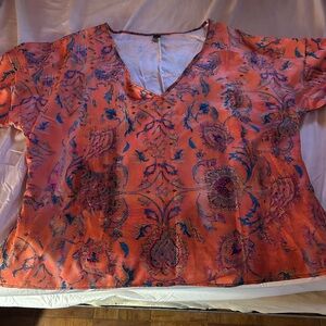 Women's Orange Patterned Top